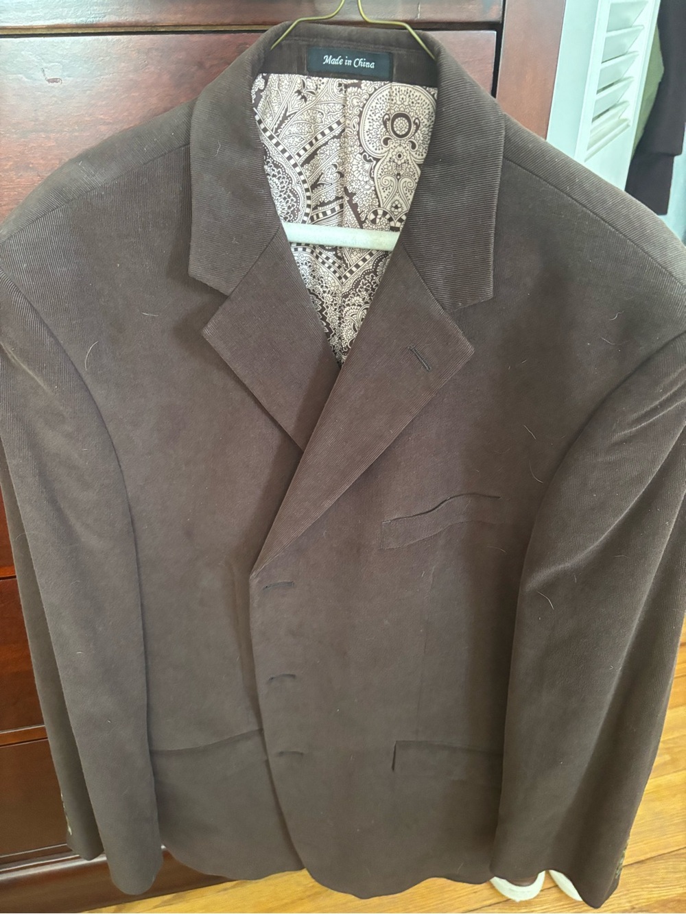 Apt. 9 Brown Corduroy Sport Coat with Paisley Lining